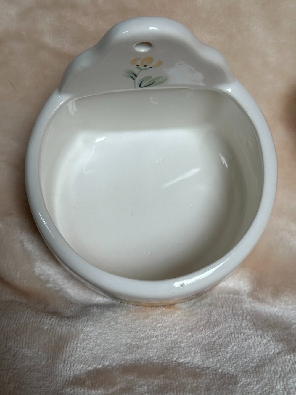 Ceramic Wall Pocket Air Plant Planter Vintage EUC Floral Pastel - Picture 3 of 8